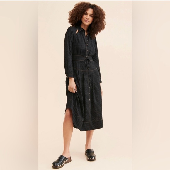 Anthropologie Black Button-Up Dress - Picture 3 of 11